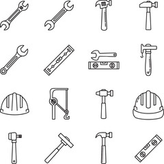 Obraz premium Vintage Construction Tools Icon Set
