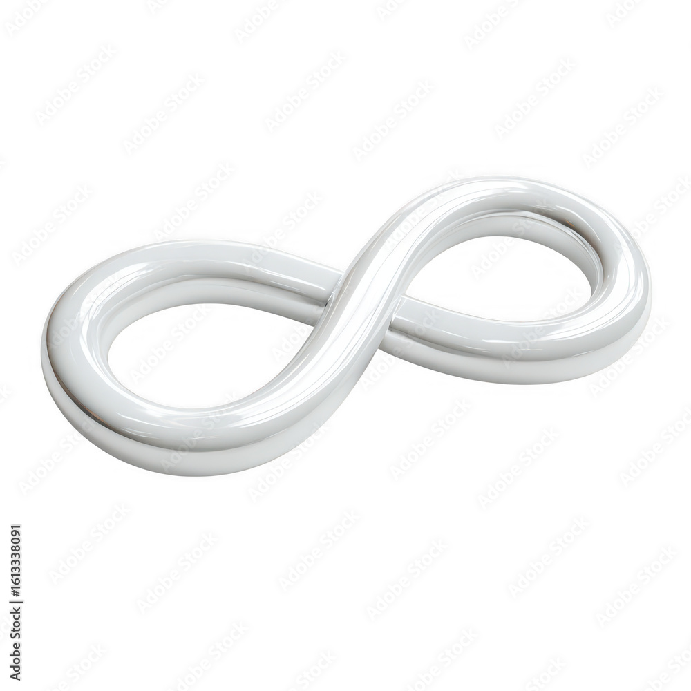 Poster glossy white infinity symbol isolated on a transparent background loop endless