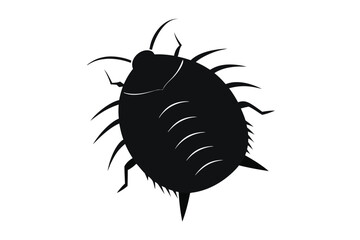 Detailed silhouette illustration of a mealybug insect on a clean white background
