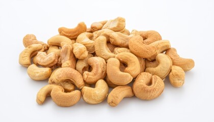 Fototapeta premium Crunching cashews healthy snack ideas kitchen food photography bright background top-down view nutritious living
