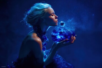 Naklejka premium young woman with glass of perfume