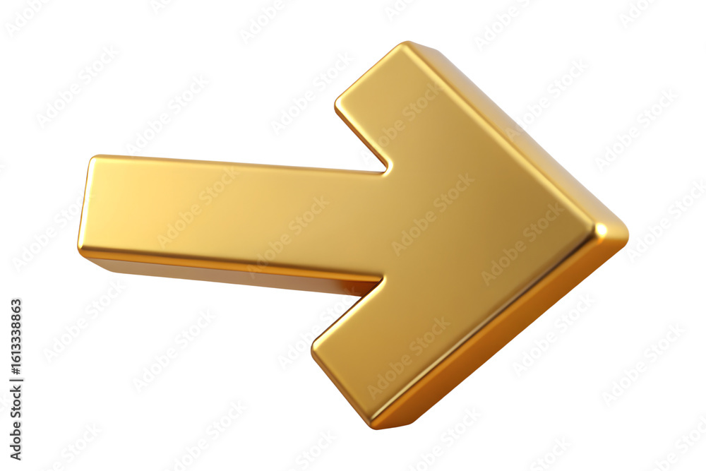 Poster a shiny golden arrow points to the right, signifying progress and forward movement towards success i
