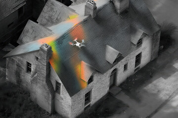 drone meticulously scans house roof for heat leakage ultrabright thermal bursts