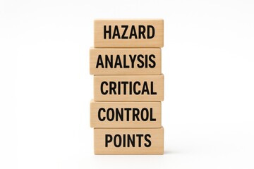 HACCP Principles Explained Through Wooden Blocks Isolated White Background Visual Training Concept