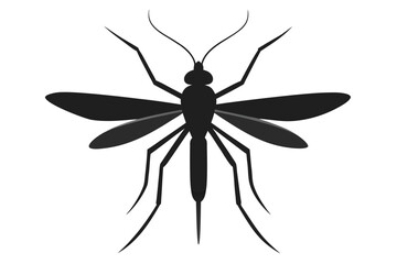 Silhouette illustration of a mosquito insect on a clean white background