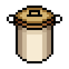 Cooking pot in pixel art style