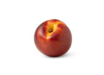 Fresh nectarine fruit isolated. Single nectarine peach fruit with clipping path