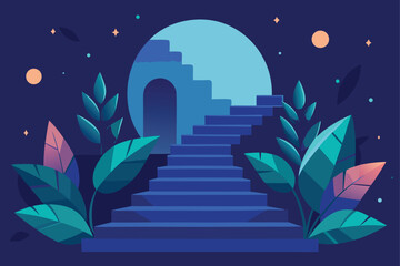 Naklejka premium Fantasy Mushroom Path in Purple Twilight