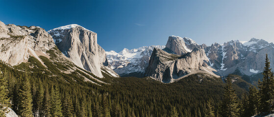 panorama of the mountains in winter