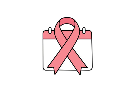Pink ribbon on calendar symbolizing breast cancer awareness   - Powered by Adobe