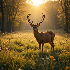 Red Deer in morning Sun.
