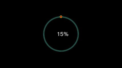 15% number loading circle icon animation. of modern design 4k video. and creating a stunning 4k animation.