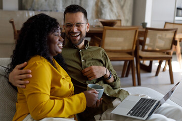 Couple planning vacation trip, searching places to visit