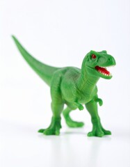 Obraz premium photo object cute green t-rex rubber toy in white isolated background