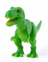 Obraz premium photo object cute green t-rex rubber toy in white isolated background