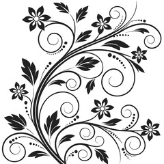 Obraz premium Black and white floral vine vector for graphic design