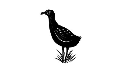 Rodrigues Solitaire bird, black isolated silhouette