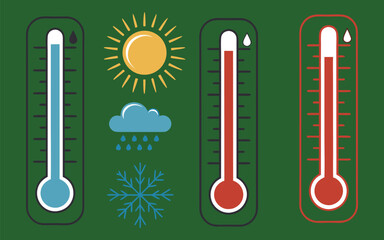 Colorful flat design weather icons for mobile apps and dashboards