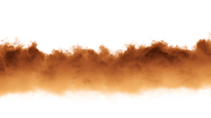  orange-brown cloud of smoke isolated on white background
