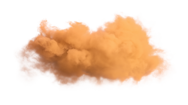  orange cloud billowing isolated on white background