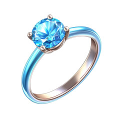 Stunning blue gemstone ring with elegant silver band for special occasions and celebrations on transparent background