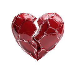 Shattered Red Heart Icon isolated on a transparent background broken glass