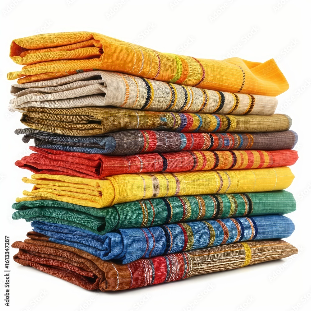Aufkleber vibrant display of folded textiles, showcasing a spectrum of colors and patterns