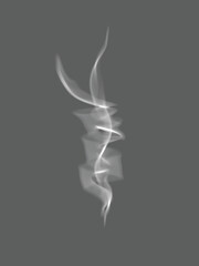 White realistic fire smoke set on hot dish or mug haze isolated design elements on black background