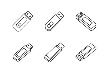 memory stick line art vector illustration