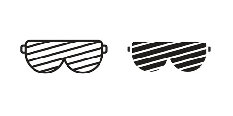Shutter sunglasses icon vector in thin line and flat style with editable stroke
