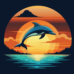 Fototapeta premium dolphins jumping into the sea