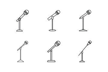 mic stand icon line art vector illustration