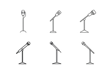 mic stand line art vector illustration