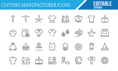 Fashion and Clothing Production Icons for Apparel Design and Textile Industries