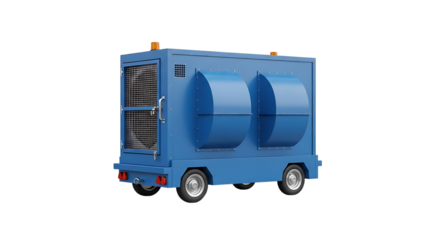 Blue mobile industrial ventilation unit isolated on white background render