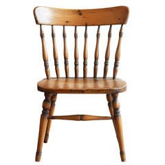 Classic wooden chair with a simple design, suitable for various interior settings and decorative purposes on transparent background