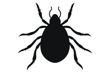 Silhouette illustration of a tick insect on a clean white background