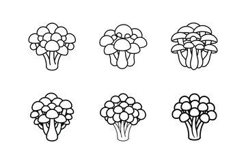 mushroom cluster icon line art vector illustration