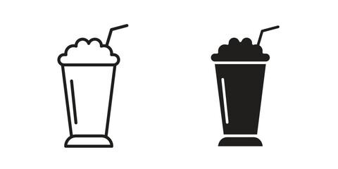 Milkshake icon vector in thin line and flat style with editable stroke