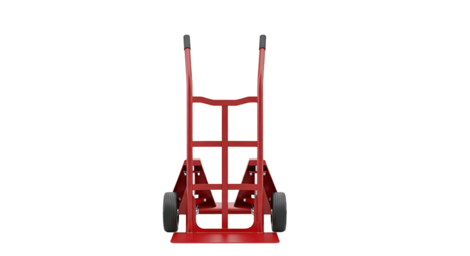 Studio Shot of Red Hand Truck on White Background, Used for Moving Heavy Objects