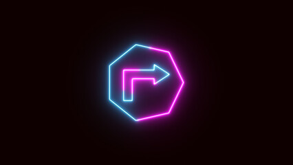 Neon right arrow, Glowing Neon Arrow Pointing right on Black Background