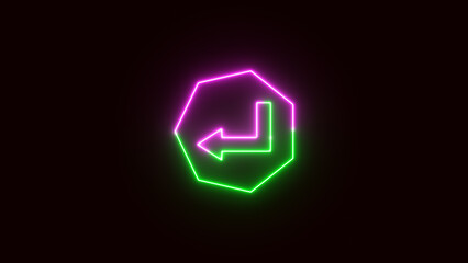 Neon left arrow, Glowing Neon Arrow Pointing left on Black Background