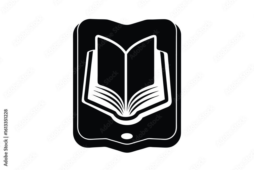 Poster vector art of an open black book with pages showing isolated on a white background
