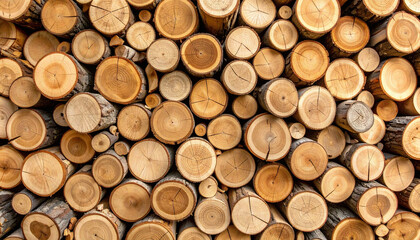 Timber Harmony: Rustic Stack of Firewood Logs