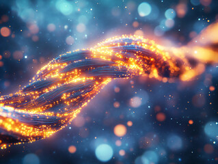 Motion Fiber Optics and Electric Cables, Abstract High-Tech Background. 