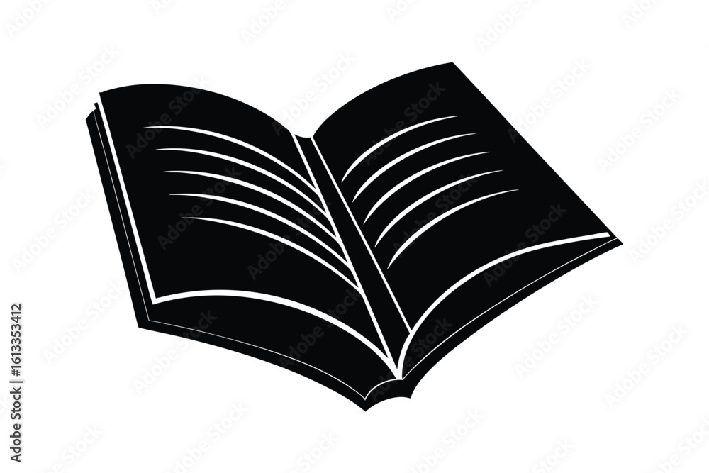 Poster vector art of an open book with pages spread on a white background