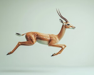 Obraz premium A beautifully rendered illustration of a deer in mid-leap, showcasing its elegance and grace.