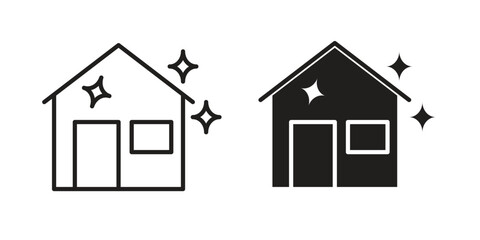 Clean house icon vector in thin line and flat style with editable stroke
