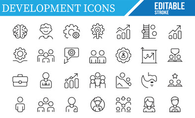 Editable Icons for Self-Improvement, Leadership, and Growth in Career Projects