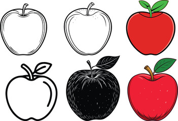 apple vector bundle with 6 sets in various styles vector illustration eps